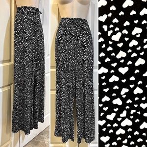NWT-Style & co-HEART DITSY Print-Stretchy PALAZZO/ Wide Leg -Pants-Sz S